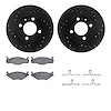 8312-74044 Drilled/Slotted Brake Rotors with 3000-Series Ceramic Brake Pads Kit & Hardware [Black], 1984-1993 Audi/Volkswagen, P - image 1