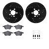 8312-74051 Drilled/Slotted Brake Rotors with 3000-Series Ceramic Brake Pads Kit & Hardware [Black], 1996-1998 Audi/Volkswagen, P - image 1