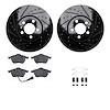 8312-74053 Drilled/Slotted Brake Rotors with 3000-Series Ceramic Brake Pads Kit & Hardware [Black], 1999-2010 Audi/Volkswagen, P - image 1