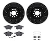 8312-74054 Drilled/Slotted Brake Rotors with 3000-Series Ceramic Brake Pads Kit & Hardware [Black], 2000-2006 Audi/Volkswagen, P - image 1