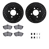 8312-74055 Drilled/Slotted Brake Rotors with 3000-Series Ceramic Brake Pads Kit & Hardware [Black], 1988-1988 Audi/Volkswagen, P - image 1