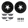 8312-74063 Drilled/Slotted Brake Rotors with 3000-Series Ceramic Brake Pads Kit & Hardware [Black], 1998-2015 Audi/Volkswagen, P - image 1