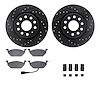 8312-74064 Drilled/Slotted Brake Rotors with 3000-Series Ceramic Brake Pads Kit & Hardware [Black], 2011-2015 Audi/Volkswagen, P - image 1