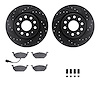 8312-74067 Drilled/Slotted Brake Rotors with 3000-Series Ceramic Brake Pads Kit & Hardware [Black], 2005-2010 Audi/Volkswagen, P - image 1