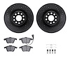 8312-74075 Drilled/Slotted Brake Rotors with 3000-Series Ceramic Brake Pads Kit & Hardware [Black], 2006-2011 Audi/Volkswagen, P - image 1