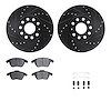 8312-74079 Drilled/Slotted Brake Rotors with 3000-Series Ceramic Brake Pads Kit & Hardware [Black], 2005-2018 Audi/Volkswagen, P - image 1