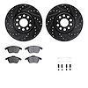 8312-74080 Drilled/Slotted Brake Rotors with 3000-Series Ceramic Brake Pads Kit & Hardware [Black], 2005-2017 Audi/Volkswagen, P - image 1