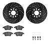 8312-74082 Drilled/Slotted Brake Rotors with 3000-Series Ceramic Brake Pads Kit & Hardware [Black], 2005-2018 Audi/Volkswagen, P - image 1