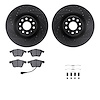 8312-74086 Drilled/Slotted Brake Rotors with 3000-Series Ceramic Brake Pads Kit & Hardware [Black], 2008-2013 Audi/Volkswagen, P - image 1