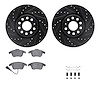 8312-74088 Drilled/Slotted Brake Rotors with 3000-Series Ceramic Brake Pads Kit & Hardware [Black], 2009-2020 Audi/Volkswagen, P - image 1