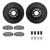 8312-74095 Drilled/Slotted Brake Rotors with 3000-Series Ceramic Brake Pads Kit & Hardware [Black], Fits Select Audi/Volkswagen,