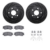 8312-75003 Drilled/Slotted Brake Rotors with 3000-Series Ceramic Brake Pads Kit & Hardware [Black], 1992-1998 Lexus/Toyota/Scion - image 1