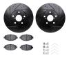 8312-75005 Drilled/Slotted Brake Rotors with 3000-Series Ceramic Brake Pads Kit & Hardware [Black], 1992-2000 Lexus/Toyota/Scion - image 1