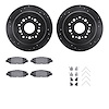 8312-75006 Drilled/Slotted Brake Rotors with 3000-Series Ceramic Brake Pads Kit & Hardware [Black], 1992-1998 Lexus/Toyota/Scion - image 1