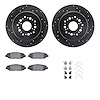 8312-75007 Drilled/Slotted Brake Rotors with 3000-Series Ceramic Brake Pads Kit & Hardware [Black], 1992-2000 Lexus/Toyota/Scion - image 1
