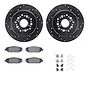 8312-75009 Drilled/Slotted Brake Rotors with 3000-Series Ceramic Brake Pads Kit & Hardware [Black], 1993-2000 Lexus/Toyota/Scion - image 1