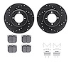 8312-76005 Drilled/Slotted Brake Rotors with 3000-Series Ceramic Brake Pads Kit & Hardware [Black], 1972-1982 Lexus/Toyota/Scion