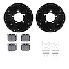 8312-76006 Drilled/Slotted Brake Rotors with 3000-Series Ceramic Brake Pads Kit & Hardware [Black], 1975-1983 Lexus/Toyota/Scion
