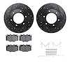 8312-76010 Drilled/Slotted Brake Rotors with 3000-Series Ceramic Brake Pads Kit & Hardware [Black], 1979-1980 Lexus/Toyota/Scion - image 1