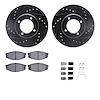 8312-76025 Drilled/Slotted Brake Rotors with 3000-Series Ceramic Brake Pads Kit & Hardware [Black], 1984-1987 Lexus/Toyota/Scion - image 1