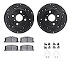 8312-76030 Drilled/Slotted Brake Rotors with 3000-Series Ceramic Brake Pads Kit & Hardware [Black], 1983-1990 Lexus/Toyota/Scion - image 1