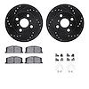 8312-76031 Drilled/Slotted Brake Rotors with 3000-Series Ceramic Brake Pads Kit & Hardware [Black], 1985-1988 Multiple Makes/Mod - image 1