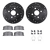 8312-76032 Drilled/Slotted Brake Rotors with 3000-Series Ceramic Brake Pads Kit & Hardware [Black], 1984-1988 Multiple Makes/Mod - image 1