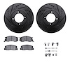 8312-76043 Drilled/Slotted Brake Rotors with 3000-Series Ceramic Brake Pads Kit & Hardware [Black], 1986-1989 Lexus/Toyota/Scion - image 1