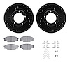 8312-76045 Drilled/Slotted Brake Rotors with 3000-Series Ceramic Brake Pads Kit & Hardware [Black], 1985-1992 Lexus/Toyota/Scion