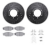 8312-76046 Drilled/Slotted Brake Rotors with 3000-Series Ceramic Brake Pads Kit & Hardware [Black], 1987-1988 Lexus/Toyota/Scion - image 1