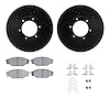 8312-76047 Drilled/Slotted Brake Rotors with 3000-Series Ceramic Brake Pads Kit & Hardware [Black], 1989-1993 Lexus/Toyota/Scion - image 1