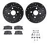 8312-76049 Drilled/Slotted Brake Rotors with 3000-Series Ceramic Brake Pads Kit & Hardware [Black], 1985-1986 Lexus/Toyota/Scion - image 1