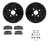 8312-76050 Drilled/Slotted Brake Rotors with 3000-Series Ceramic Brake Pads Kit & Hardware [Black], 1987-1989 Lexus/Toyota/Scion - image 1