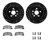 8312-76054 Drilled/Slotted Brake Rotors with 3000-Series Ceramic Brake Pads Kit & Hardware [Black], 1990-1993 Lexus/Toyota/Scion - image 1