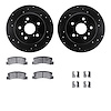 8312-76055 Drilled/Slotted Brake Rotors with 3000-Series Ceramic Brake Pads Kit & Hardware [Black], 1992-1996 Lexus/Toyota/Scion - image 1