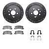 8312-76057 Drilled/Slotted Brake Rotors with 3000-Series Ceramic Brake Pads Kit & Hardware [Black], 1994-1995 Lexus/Toyota/Scion - image 1