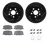 8312-76066 Drilled/Slotted Brake Rotors with 3000-Series Ceramic Brake Pads Kit & Hardware [Black], 1988-1993 Lexus/Toyota/Scion - image 1