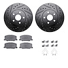 8312-76067 Drilled/Slotted Brake Rotors with 3000-Series Ceramic Brake Pads Kit & Hardware [Black], 1987-1991 Lexus/Toyota/Scion - image 1