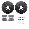 8312-76068 Drilled/Slotted Brake Rotors with 3000-Series Ceramic Brake Pads Kit & Hardware [Black], 1990-1991 Lexus/Toyota/Scion - image 1