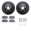 8312-76069 Drilled/Slotted Brake Rotors with 3000-Series Ceramic Brake Pads Kit & Hardware [Black], 1990-1993 Lexus/Toyota/Scion - image 1