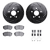 8312-76071 Drilled/Slotted Brake Rotors with 3000-Series Ceramic Brake Pads Kit & Hardware [Black], 1989-1992 Lexus/Toyota/Scion - image 1