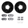 8312-76072 Drilled/Slotted Brake Rotors with 3000-Series Ceramic Brake Pads Kit & Hardware [Black], 1989-1995 Lexus/Toyota/Scion - image 1