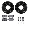 8312-76074 Drilled/Slotted Brake Rotors with 3000-Series Ceramic Brake Pads Kit & Hardware [Black], 1995-2004 Lexus/Toyota/Scion - image 1