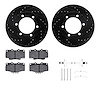 8312-76076 Drilled/Slotted Brake Rotors with 3000-Series Ceramic Brake Pads Kit & Hardware [Black], 1995-2004 Lexus/Toyota/Scion - image 1