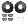 8312-76087 Drilled/Slotted Brake Rotors with 3000-Series Ceramic Brake Pads Kit & Hardware [Black], 1993-1997 Lexus/Toyota/Scion - image 1
