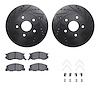 8312-76089 Drilled/Slotted Brake Rotors with 3000-Series Ceramic Brake Pads Kit & Hardware [Black], 1991-1997 Lexus/Toyota/Scion - image 1