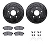 8312-76090 Drilled/Slotted Brake Rotors with 3000-Series Ceramic Brake Pads Kit & Hardware [Black], 1992-1996 Lexus/Toyota/Scion - image 1