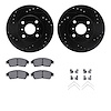 8312-76091 Drilled/Slotted Brake Rotors with 3000-Series Ceramic Brake Pads Kit & Hardware [Black], 1993-1997 Multiple Makes/Mod - image 1