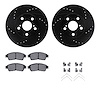 8312-76092 Drilled/Slotted Brake Rotors with 3000-Series Ceramic Brake Pads Kit & Hardware [Black], 1994-1997 Lexus/Toyota/Scion - image 1