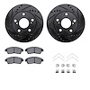 8312-76094 Drilled/Slotted Brake Rotors with 3000-Series Ceramic Brake Pads Kit & Hardware [Black], 1997-2001 Lexus/Toyota/Scion - image 1